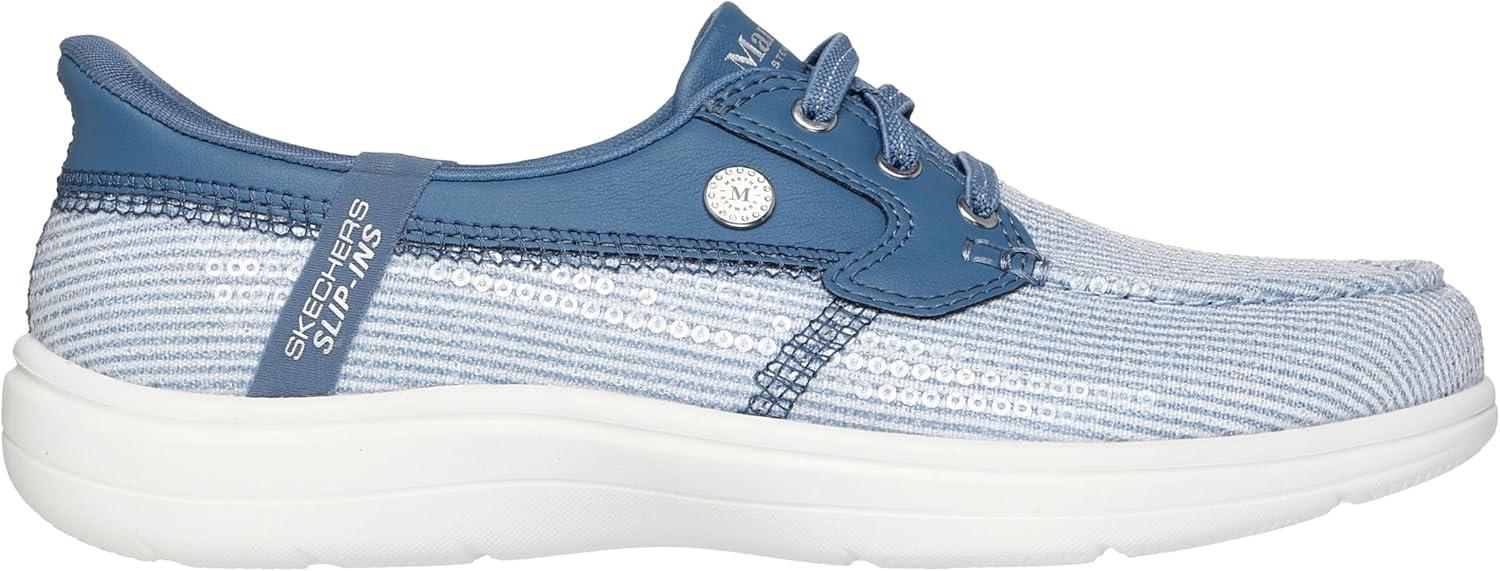 imageSkechers Womens Martha Stewart OnThego Flex Radiant Hands Free Slipins Sequin Boat ShoeNavy