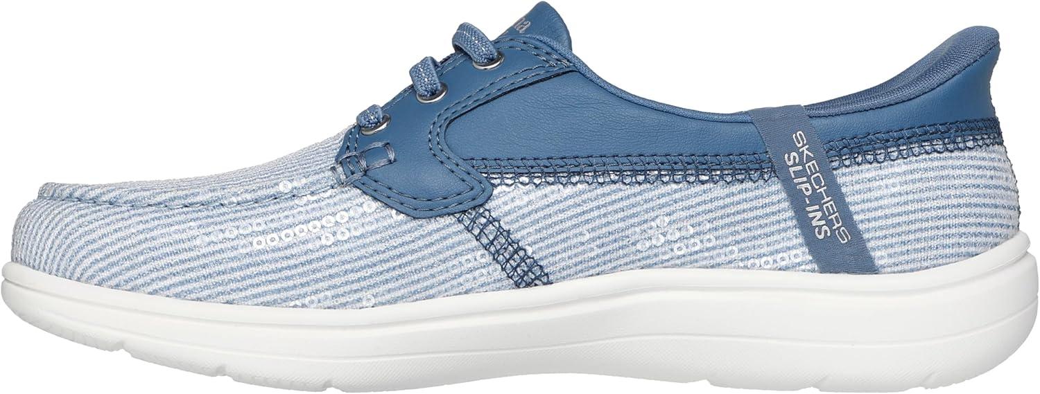 imageSkechers Womens Martha Stewart OnThego Flex Radiant Hands Free Slipins Sequin Boat ShoeNavy