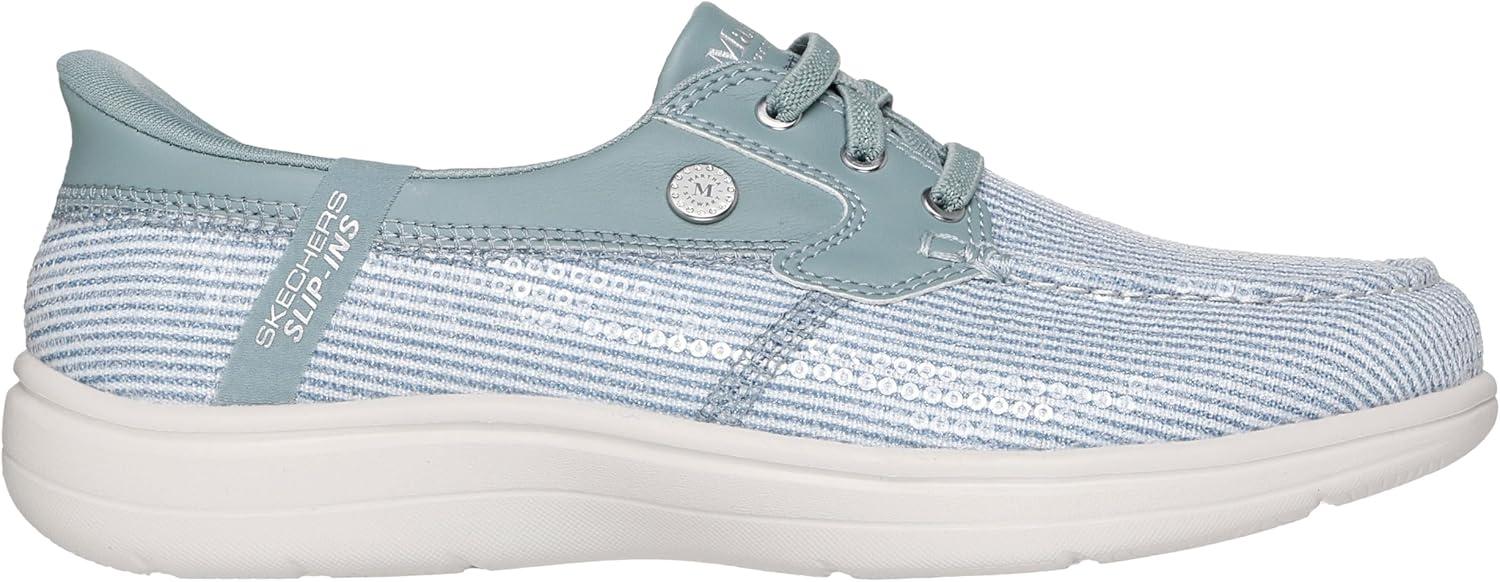 imageSkechers Womens Martha Stewart OnThego Flex Radiant Hands Free Slipins Sequin Boat ShoeSage
