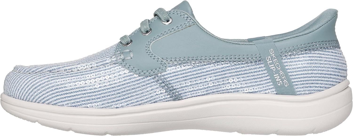 imageSkechers Womens Martha Stewart OnThego Flex Radiant Hands Free Slipins Sequin Boat ShoeSage