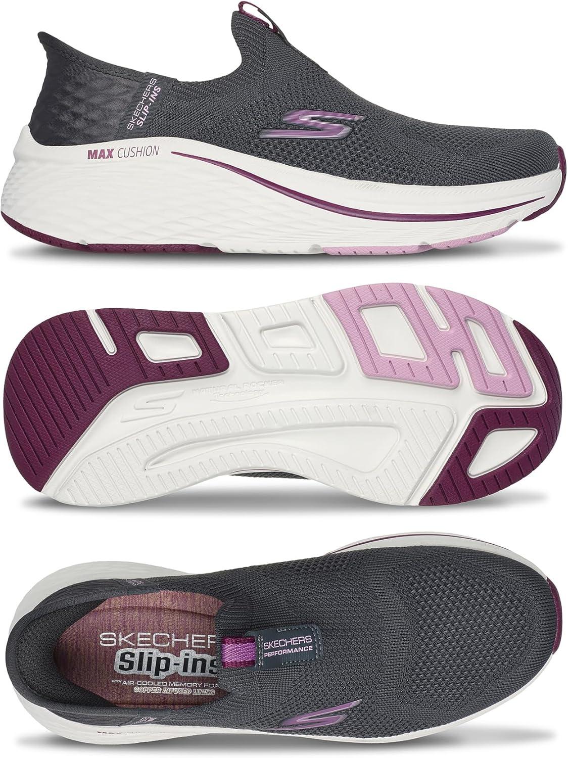 imageSkechers Womens Max Cushioning Elite 20 Eternal TrainersCharcoalBurgundy