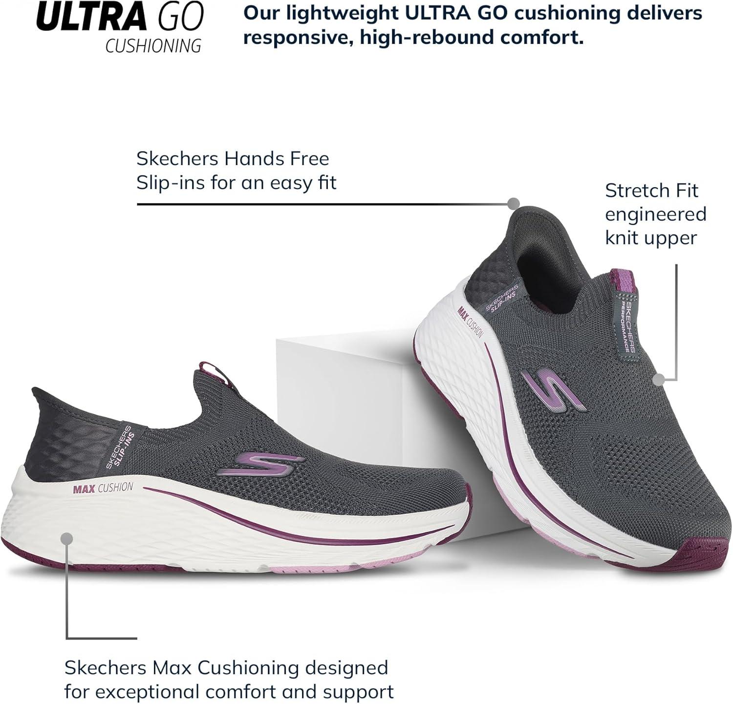 imageSkechers Womens Max Cushioning Elite 20 Eternal TrainersCharcoalBurgundy