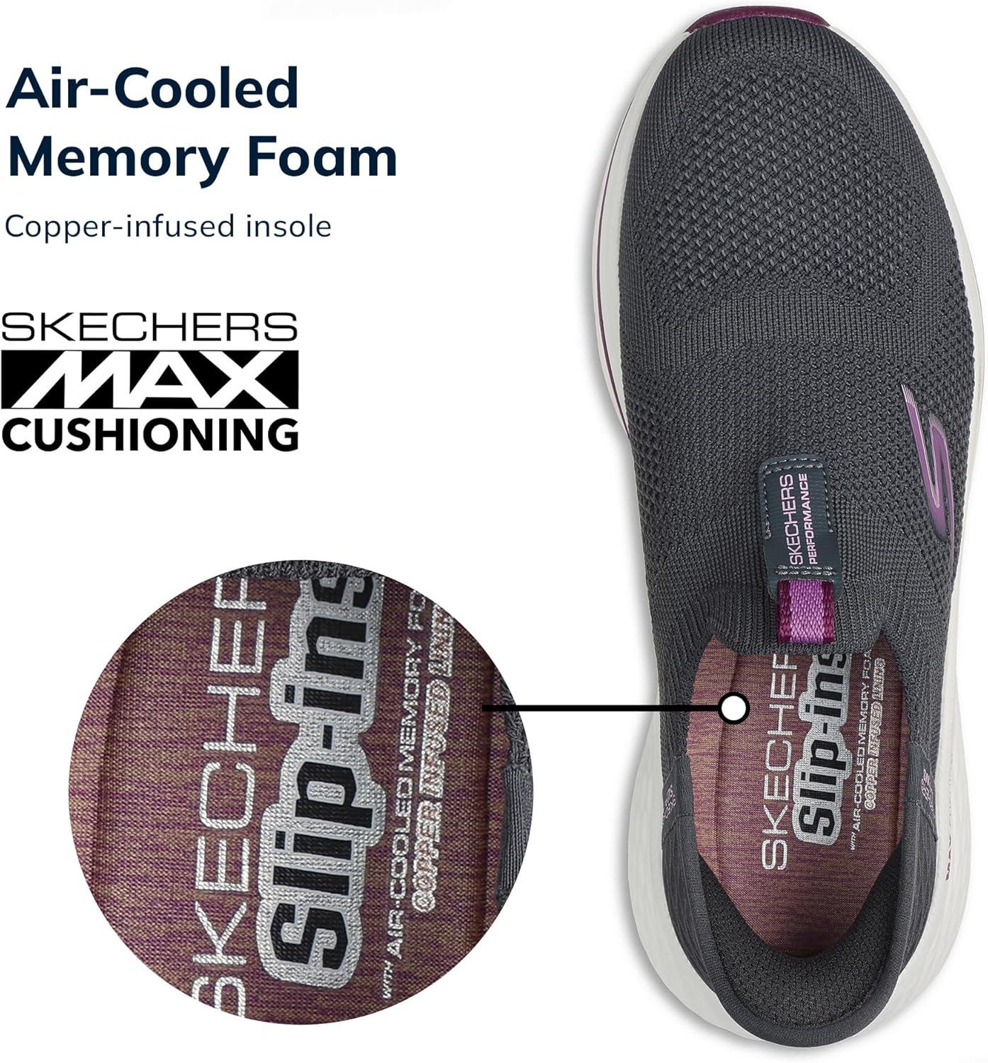 imageSkechers Womens Max Cushioning Elite 20 Eternal TrainersCharcoalBurgundy