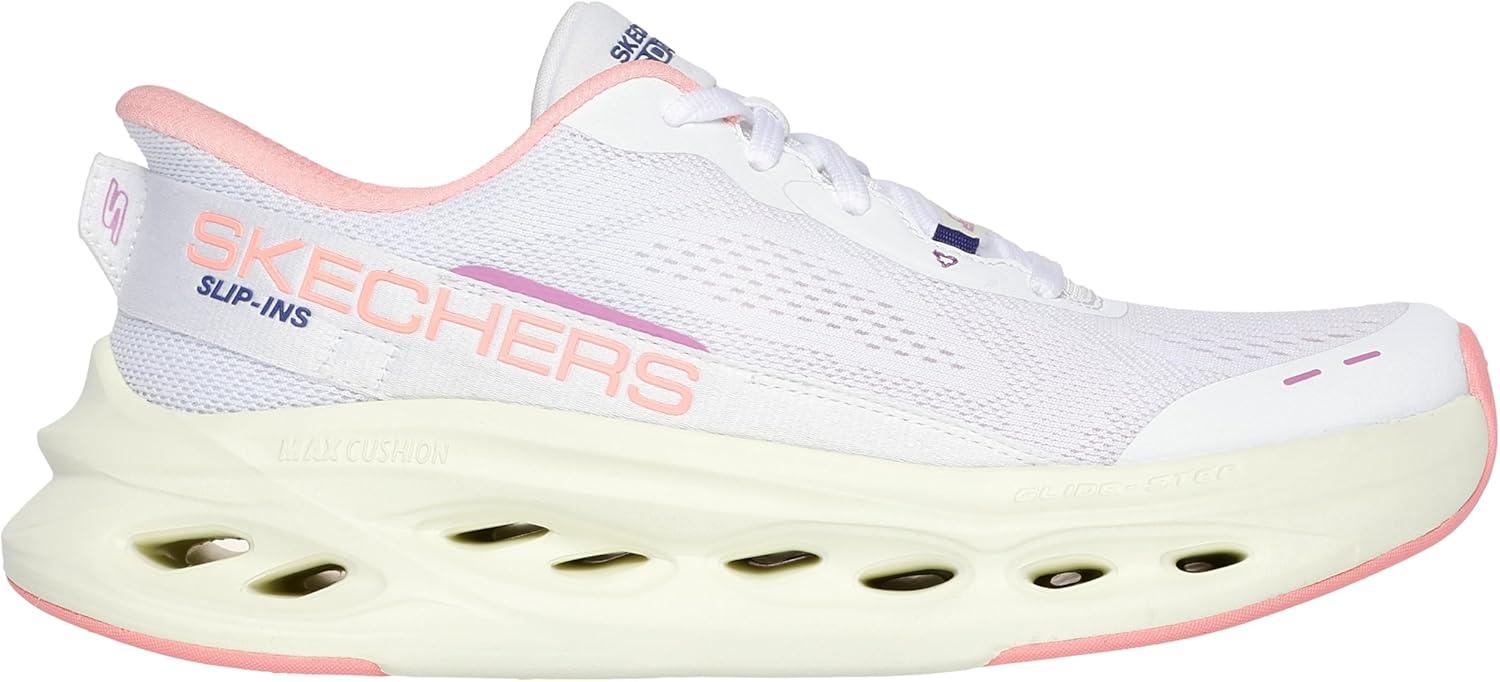 imageSkechers Womens Max Cushioning Glide Step Caledonia Hands Free SlipinsWhitePink