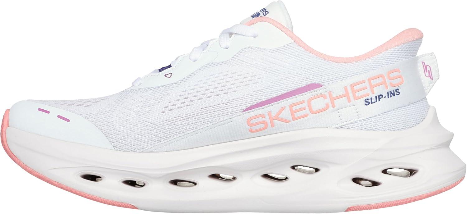 imageSkechers Womens Max Cushioning Glide Step Caledonia Hands Free SlipinsWhitePink