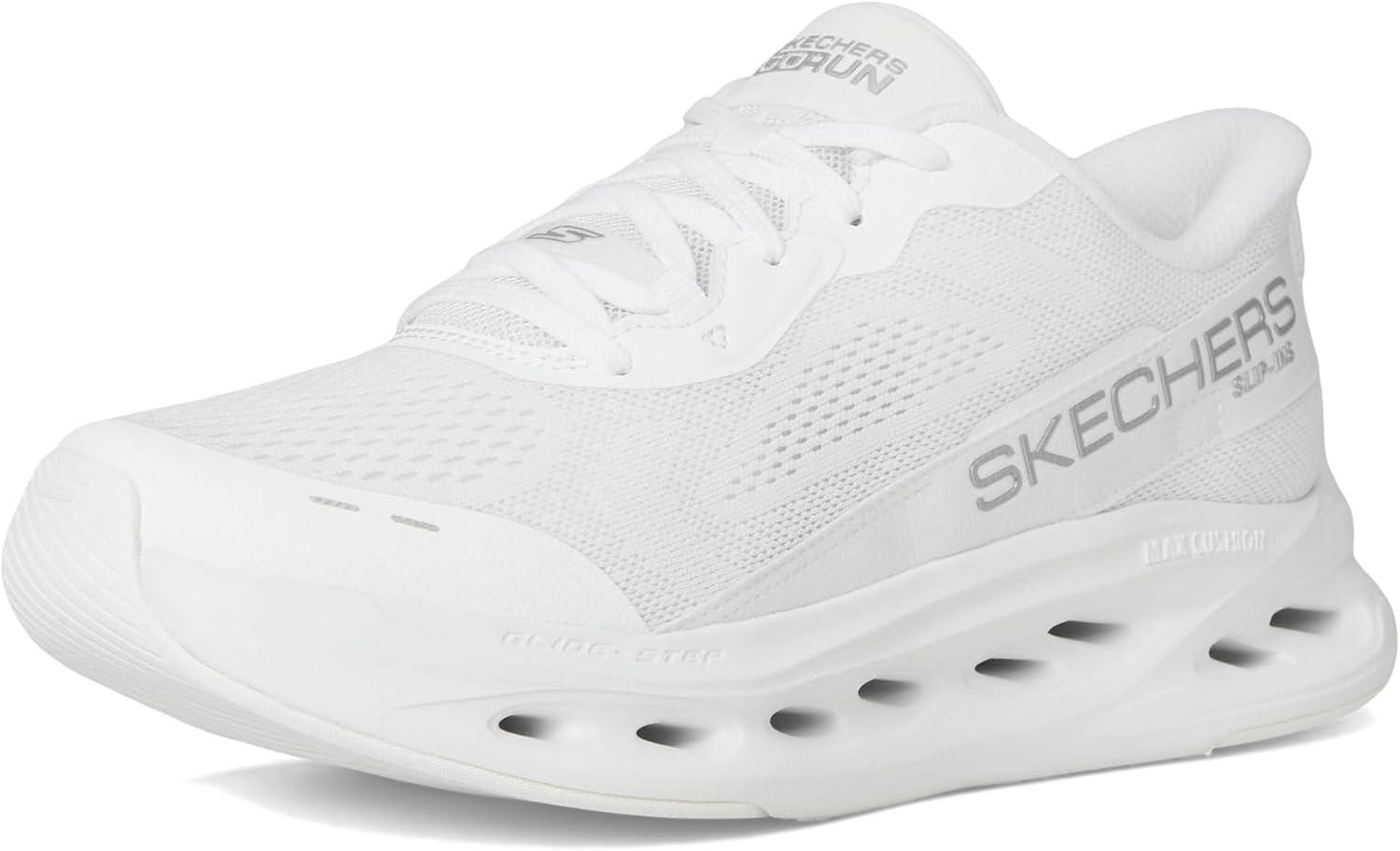 imageSkechers Womens Max Cushioning Glide Step Caledonia Hands Free SlipinsWhiteSilver