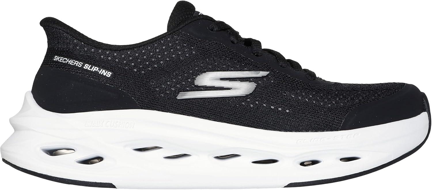 imageSkechers Womens Max Cushioning Glide Step Hartford Hands Free SlipinsBlackWhite