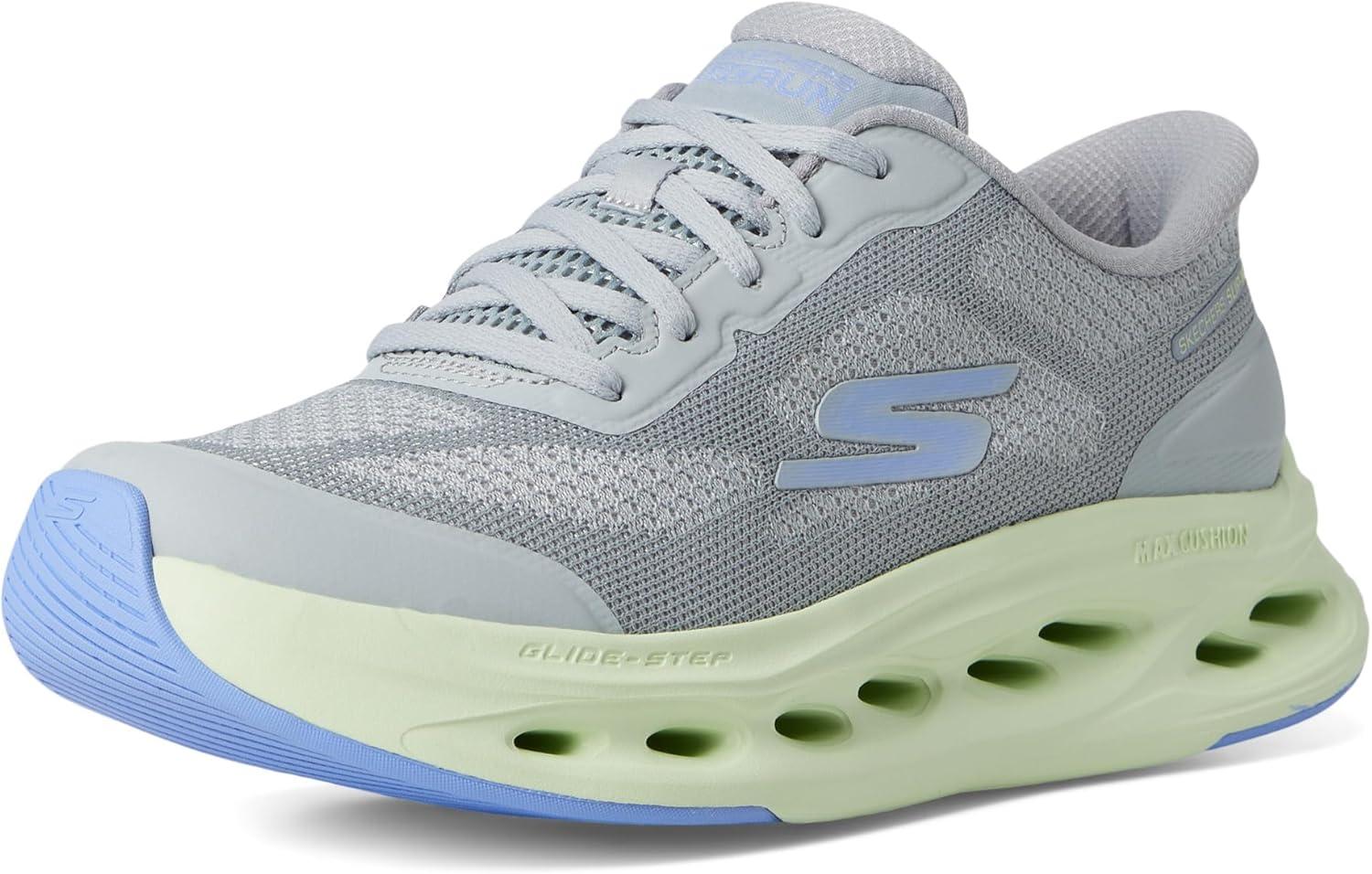 imageSkechers Womens Max Cushioning Glide Step Hartford Hands Free SlipinsGrayLime