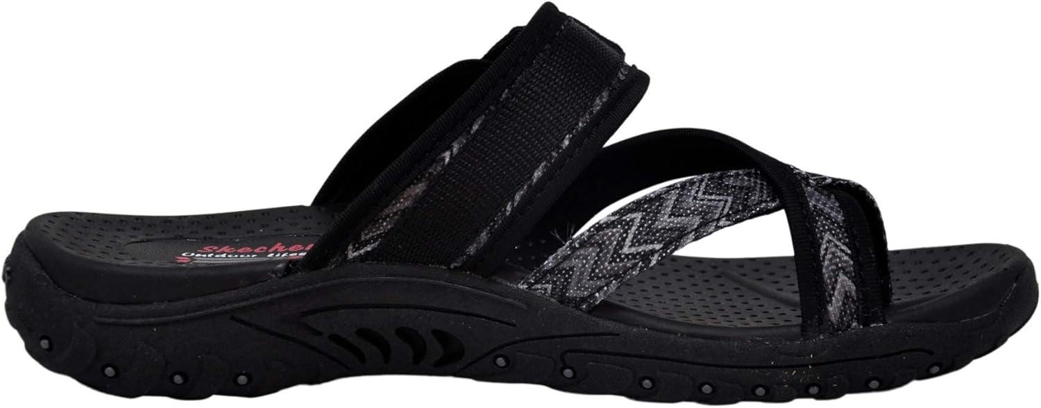 imageSkechers Womens REGGAE Trailway FlipFlop SandalsBlackCharcoal