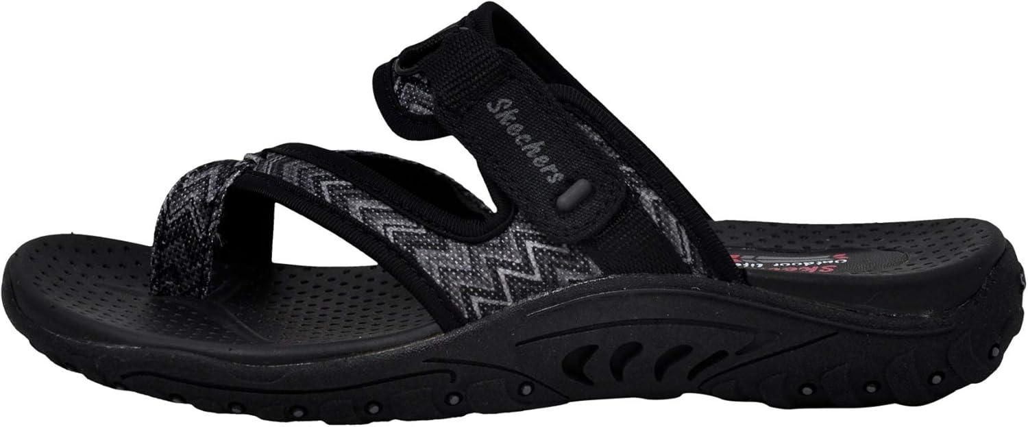 imageSkechers Womens REGGAE Trailway FlipFlop SandalsBlackCharcoal