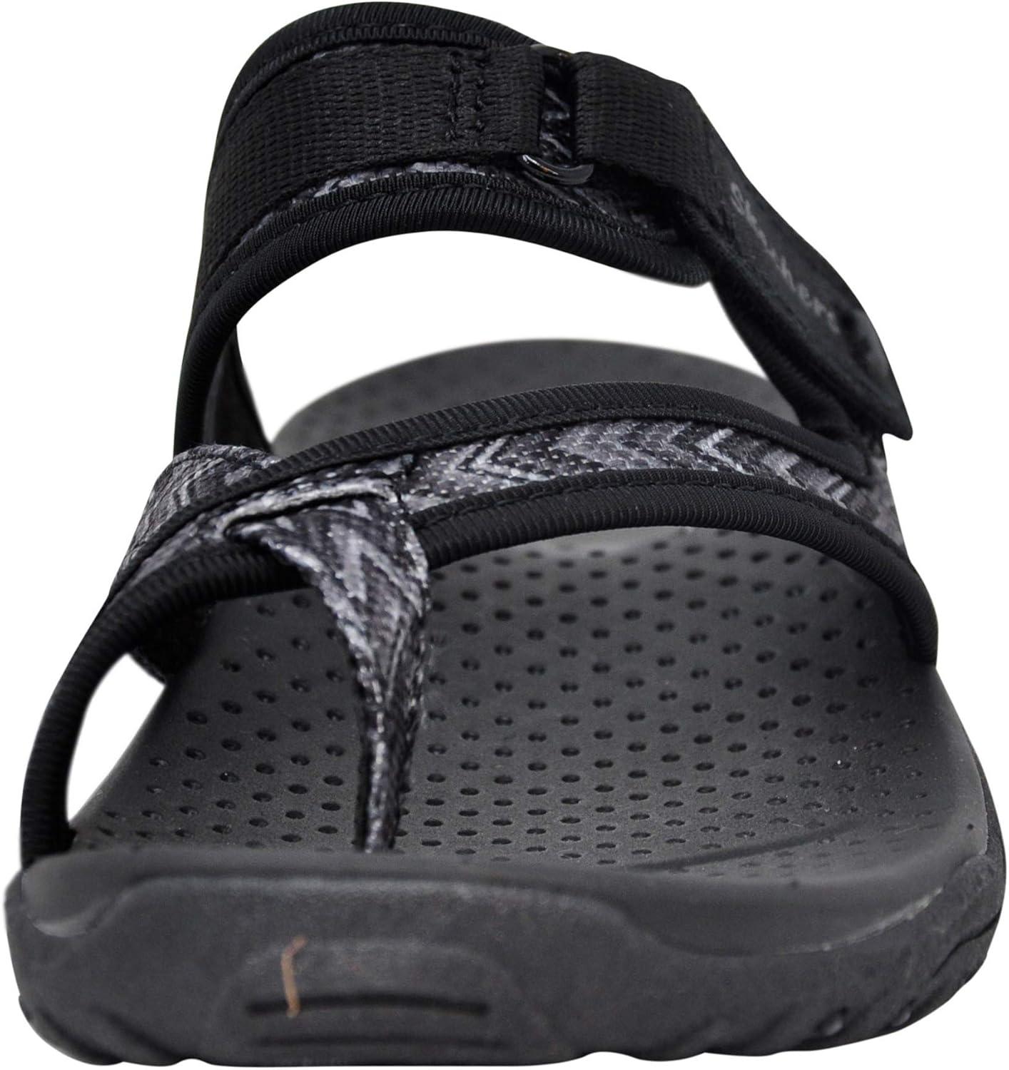 imageSkechers Womens REGGAE Trailway FlipFlop SandalsBlackCharcoal