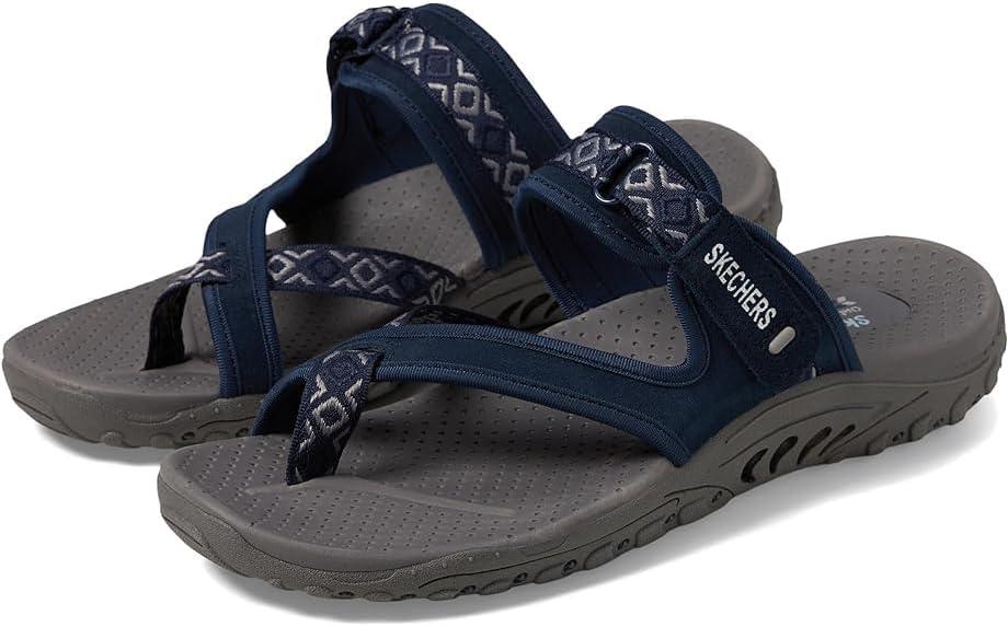imageSkechers Womens REGGAE Trailway FlipFlop SandalsNavyGrey