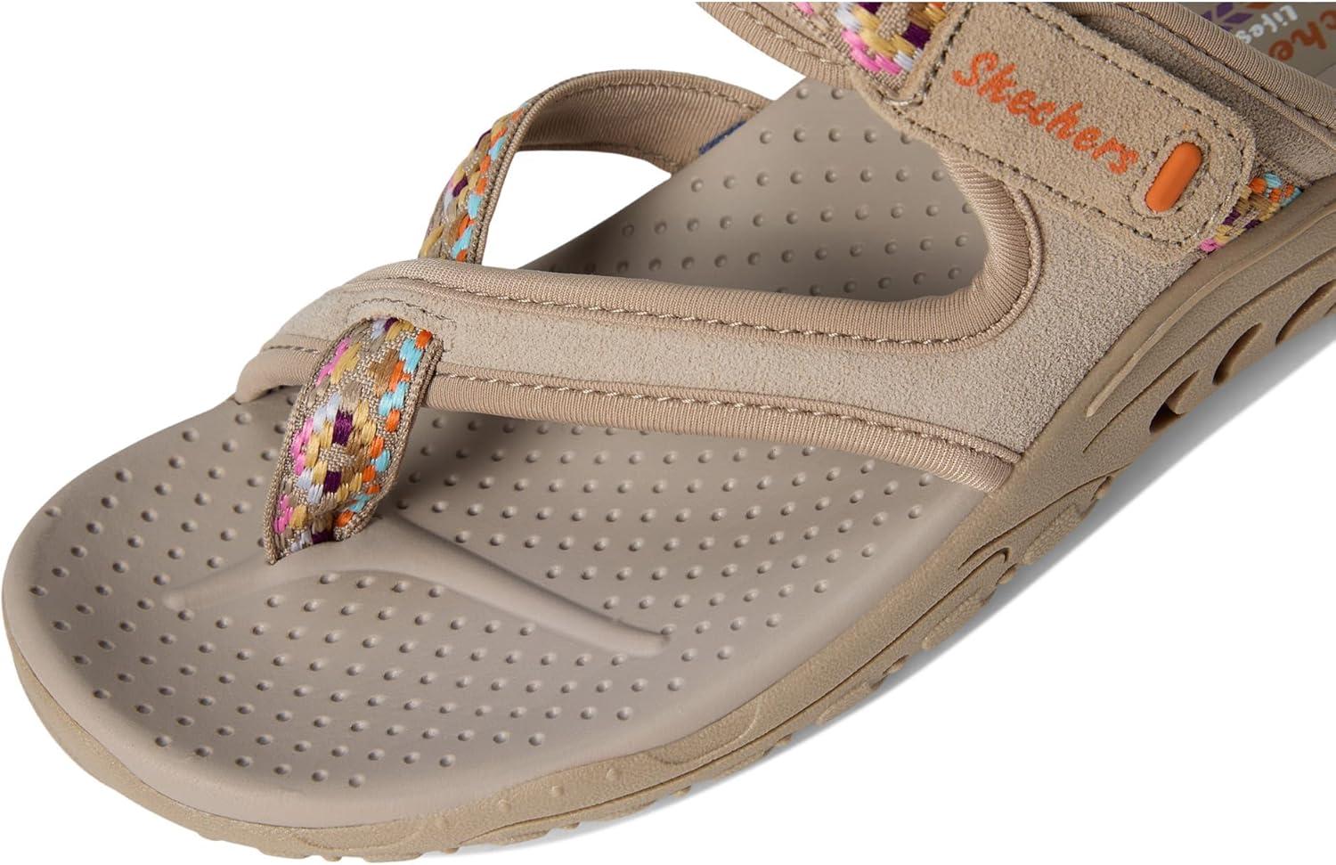 imageSkechers Womens REGGAE Trailway FlipFlop SandalsTaupeMulti