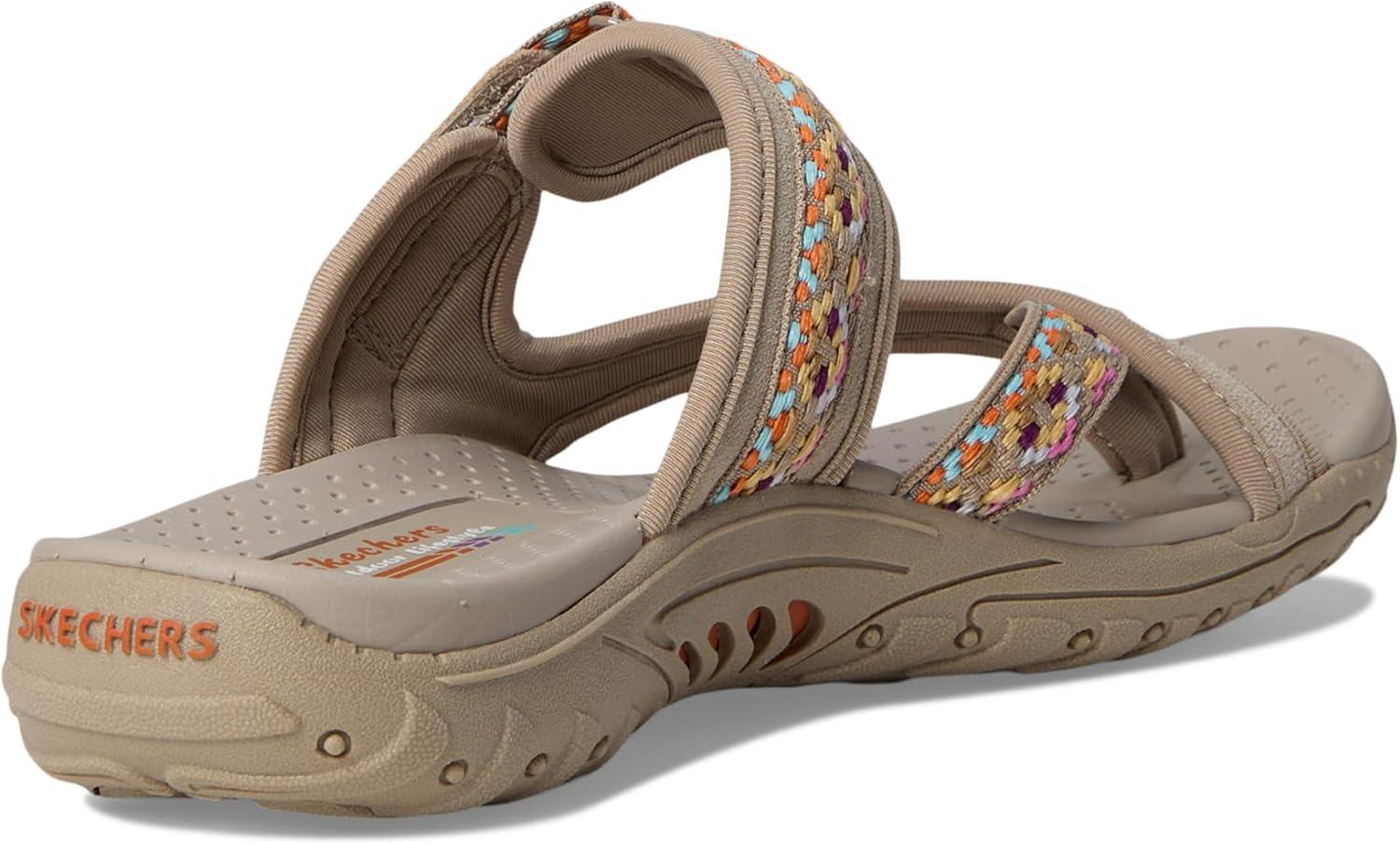 imageSkechers Womens REGGAE Trailway FlipFlop SandalsTaupeMulti