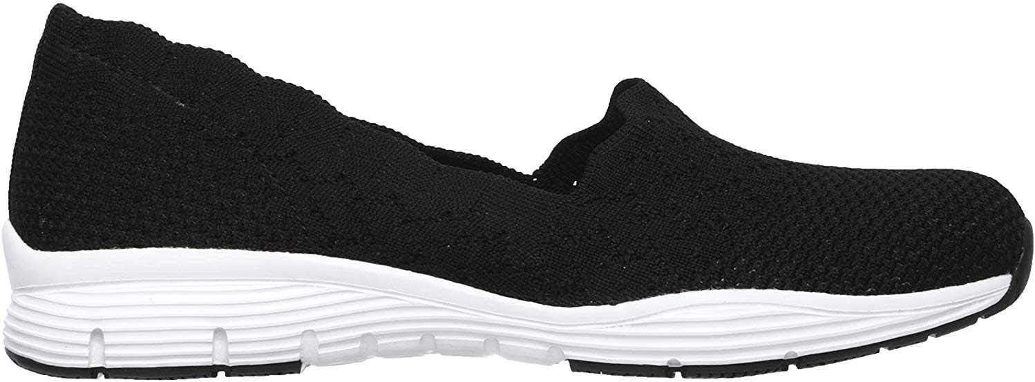 imageSkechers Womens Seager Stat Scalloped Collar Engineered SkechKnit Slipon Classic FitBlack