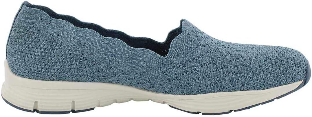 imageSkechers Womens Seager Stat Scalloped Collar Engineered SkechKnit Slipon Classic FitBlue