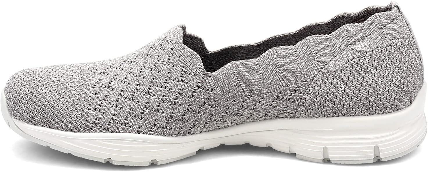 imageSkechers Womens Seager Stat Scalloped Collar Engineered SkechKnit Slipon Classic FitCharcoalGrey