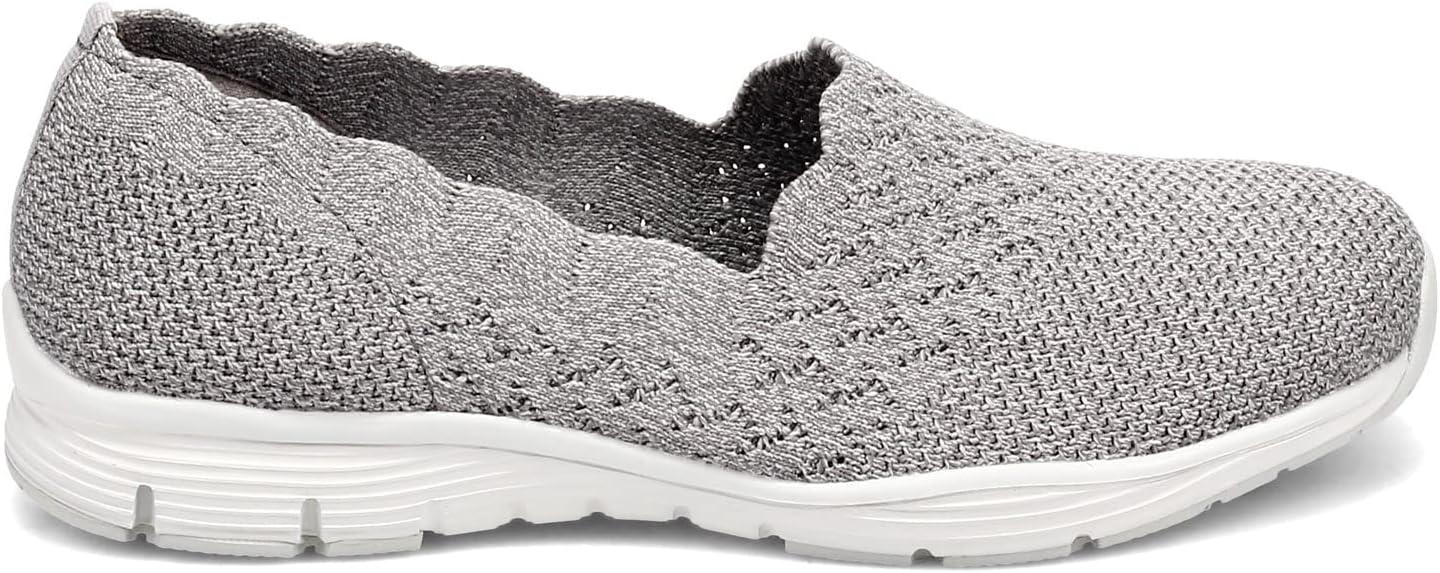 imageSkechers Womens Seager Stat Scalloped Collar Engineered SkechKnit Slipon Classic FitCharcoalGrey