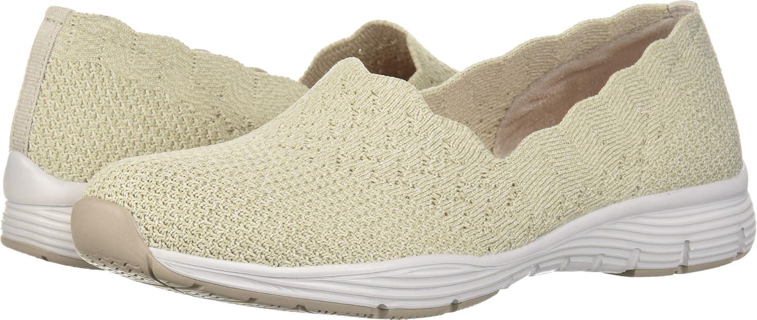 imageSkechers Womens Seager Stat Scalloped Collar Engineered SkechKnit Slipon Classic FitNatural
