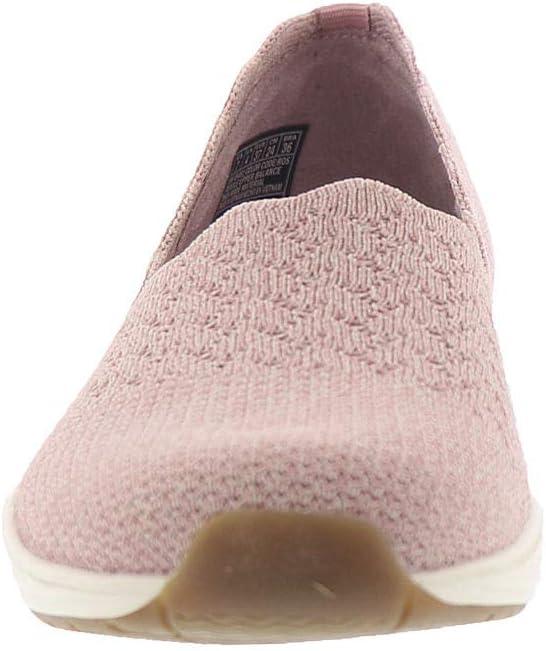 imageSkechers Womens Seager Stat Scalloped Collar Engineered SkechKnit Slipon Classic FitPink Rose Heather Flat Knit Ros