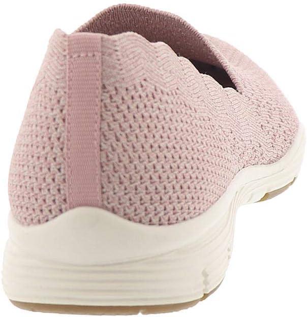 imageSkechers Womens Seager Stat Scalloped Collar Engineered SkechKnit Slipon Classic FitPink Rose Heather Flat Knit Ros