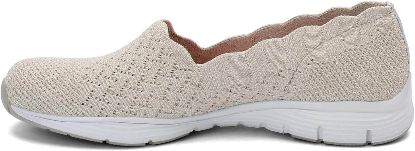imageSkechers Womens Seager Stat Scalloped Collar Engineered SkechKnit Slipon Classic FitWhite