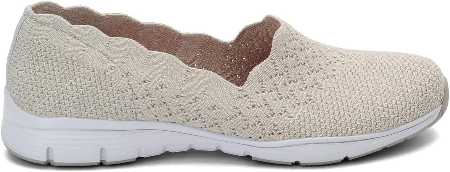 imageSkechers Womens Seager Stat Scalloped Collar Engineered SkechKnit Slipon Classic FitWhite