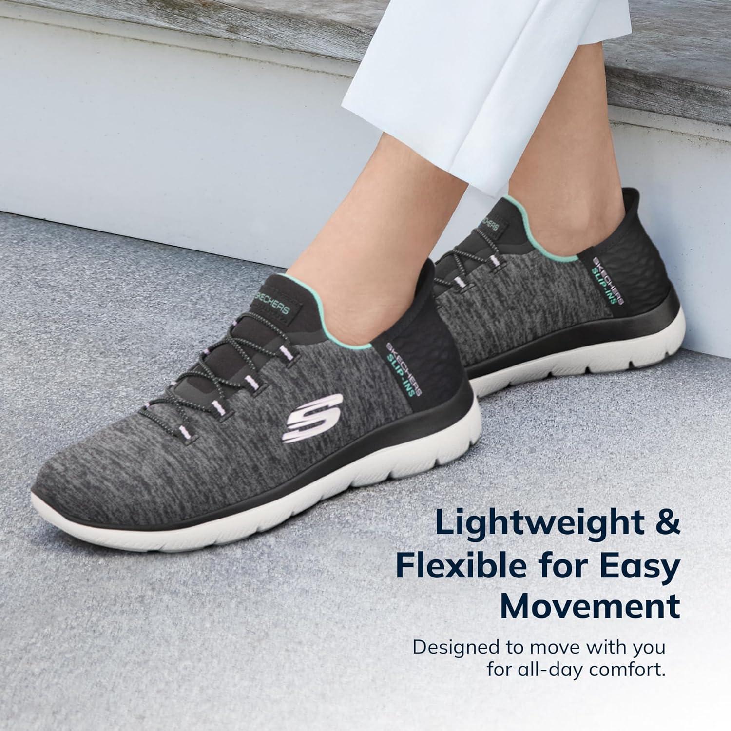 imageSkechers Womens Summits Dazzling Haze Hands Free Slip In SneakersBlackTurquiose