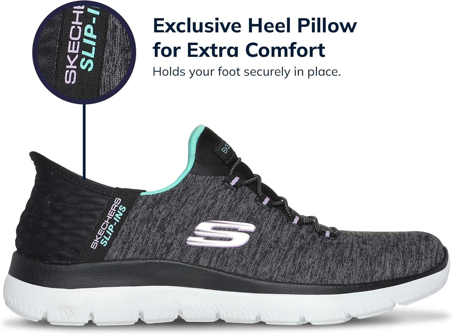 imageSkechers Womens Summits Dazzling Haze Hands Free Slip In SneakersBlackTurquiose