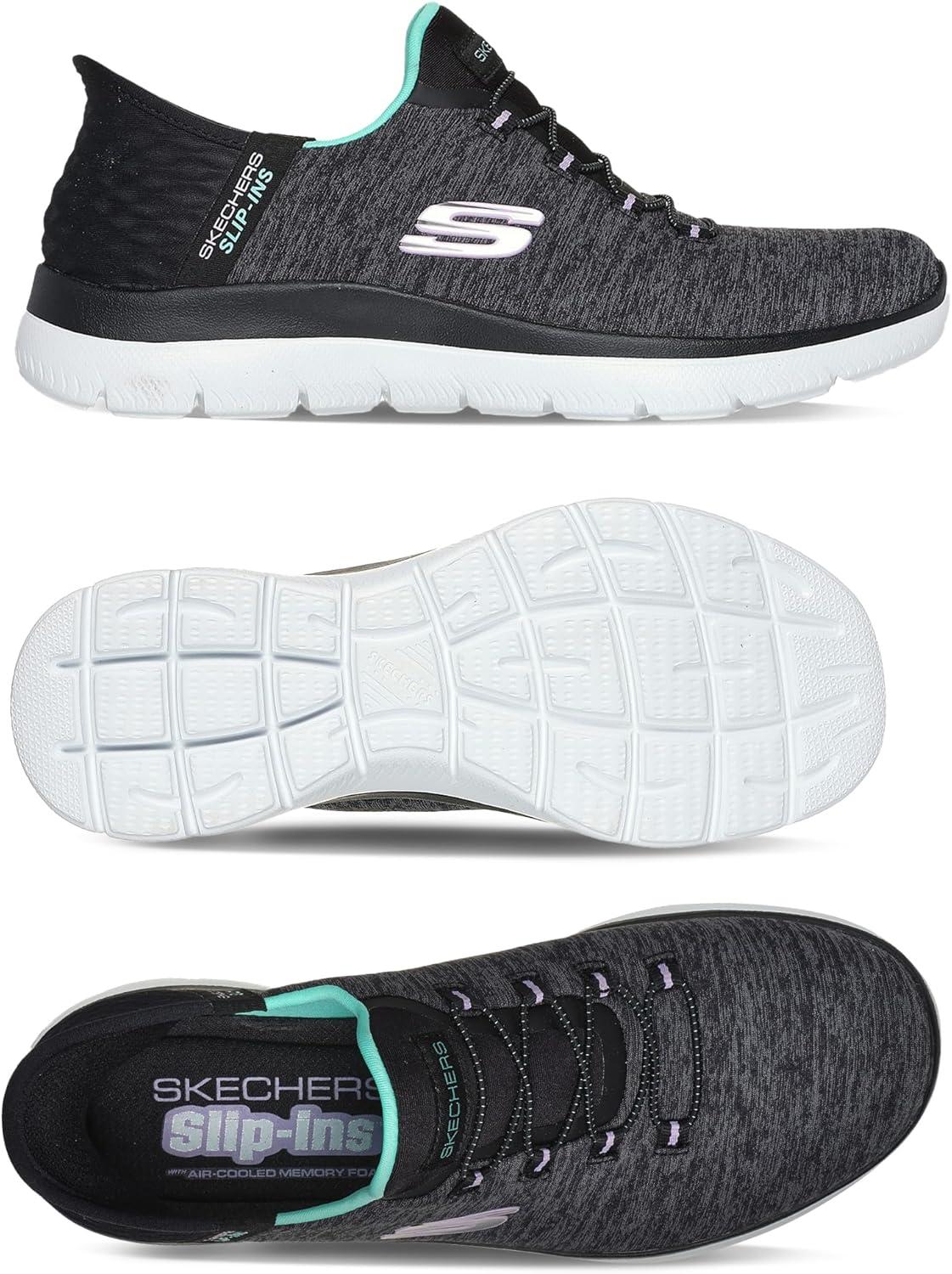 imageSkechers Womens Summits Dazzling Haze Hands Free Slip In SneakersBlackTurquiose