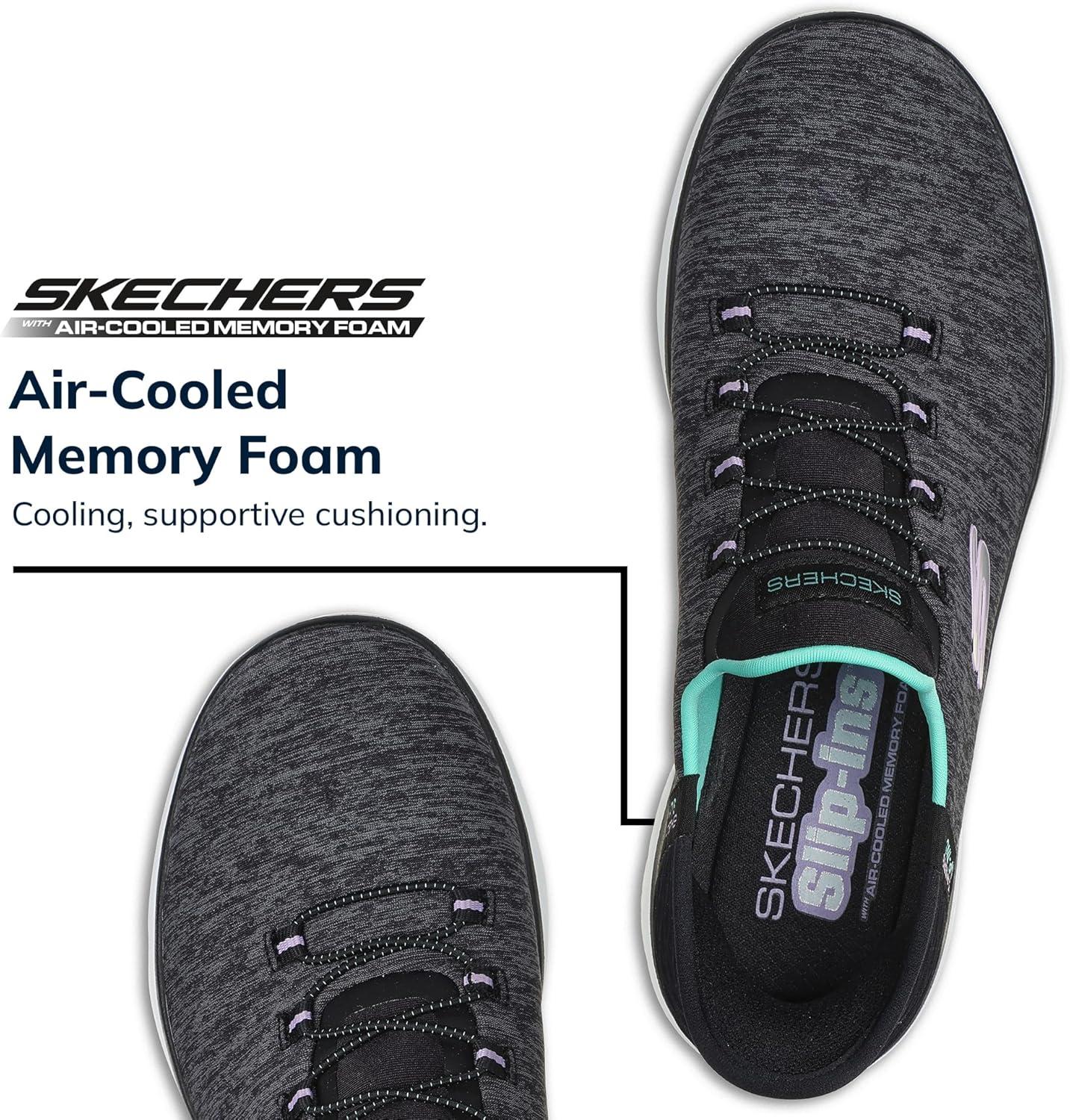 imageSkechers Womens Summits Dazzling Haze Hands Free Slip In SneakersBlackTurquiose
