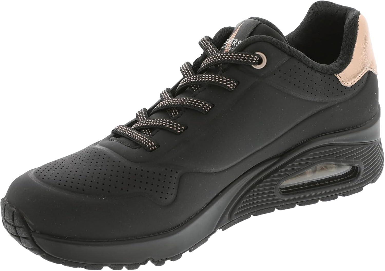 imageSkechers Womens Uno Shimmer Away Wedge Slipon Fashion SneakersBlackBlack