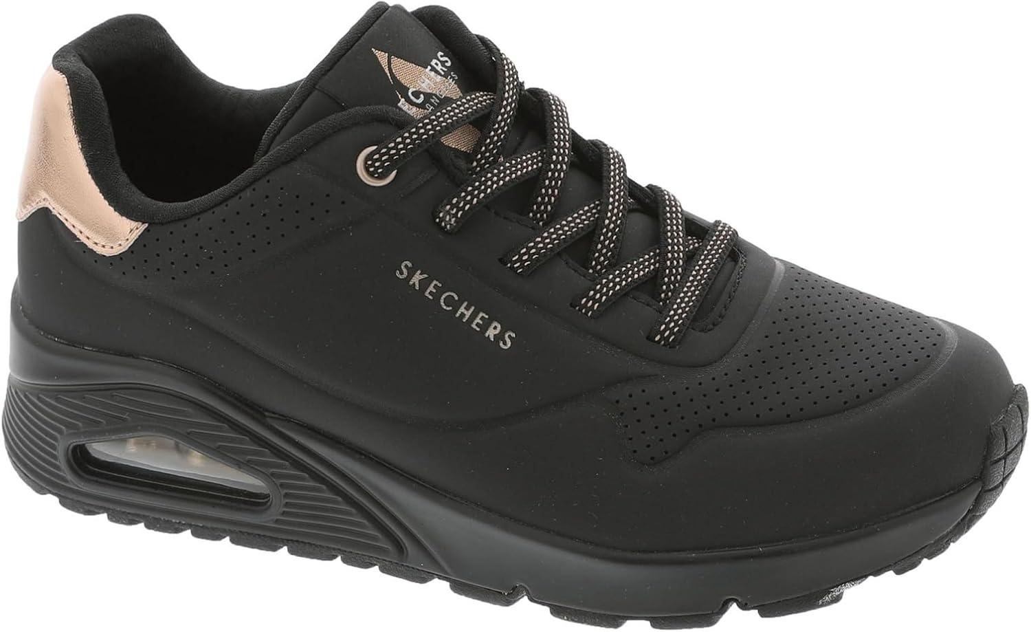 imageSkechers Womens Uno Shimmer Away Wedge Slipon Fashion SneakersBlackBlack