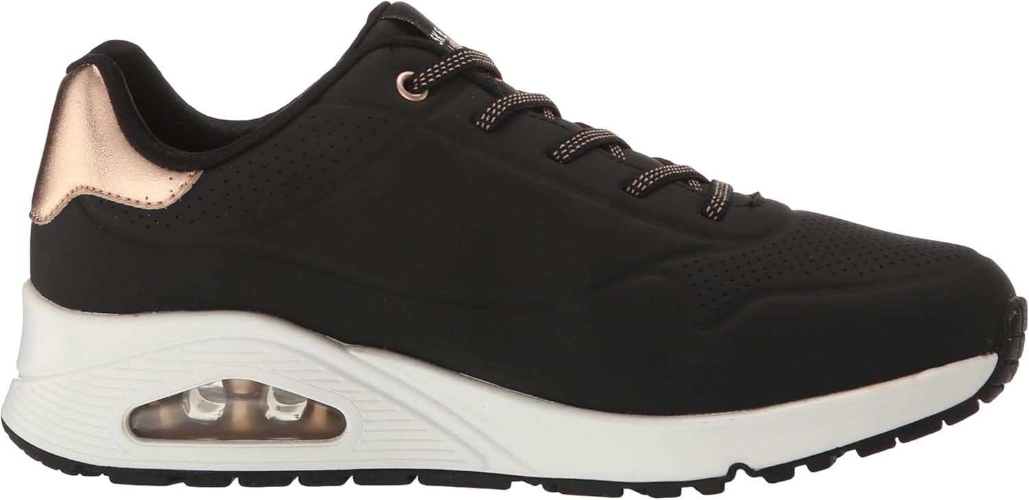 imageSkechers Womens Uno Shimmer Away Wedge Slipon Fashion SneakersBlackWhite