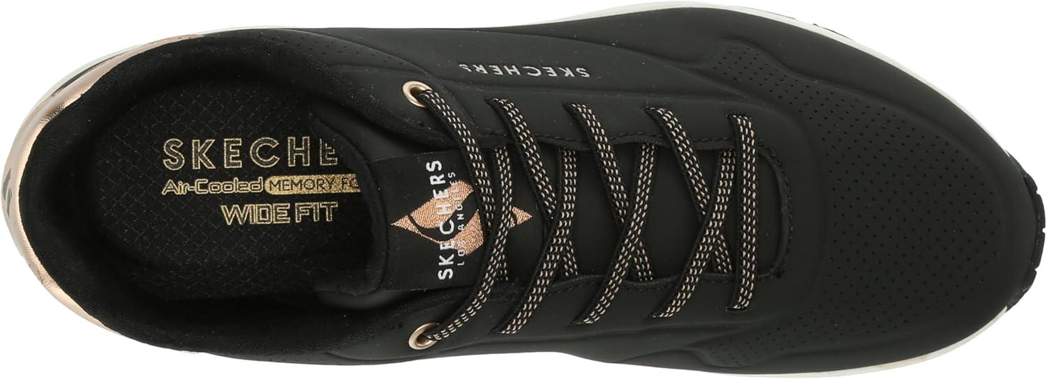 imageSkechers Womens Uno Shimmer Away Wedge Slipon Fashion SneakersBlackWhite