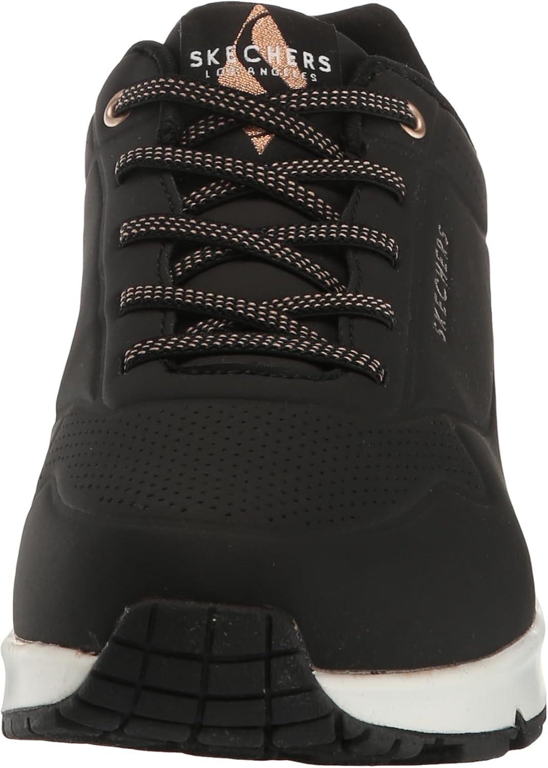 imageSkechers Womens Uno Shimmer Away Wedge Slipon Fashion SneakersBlackWhite