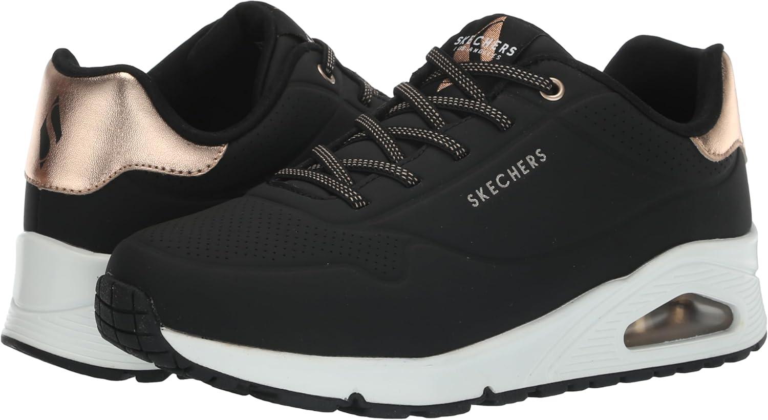 imageSkechers Womens Uno Shimmer Away Wedge Slipon Fashion SneakersBlackWhite