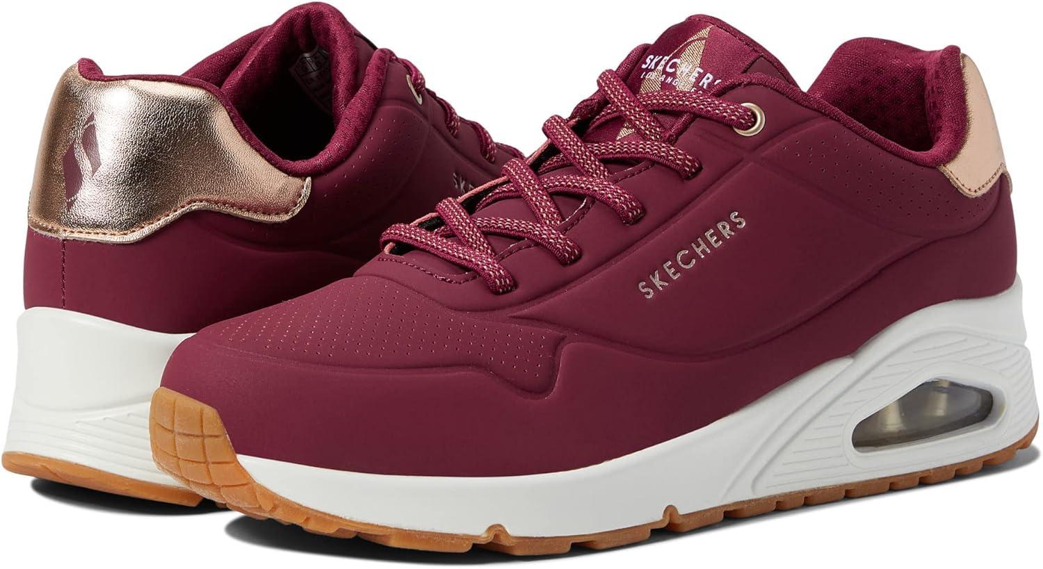 imageSkechers Womens Uno Shimmer Away Wedge Slipon Fashion SneakersBurgundy