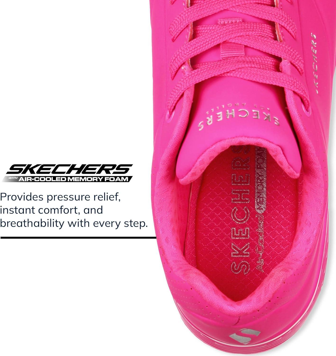 imageSkechers Womens UnoNight Shades Sneaker AirCooled Memory Foam SkechAir Midsole Durabuck UpperHot Pink