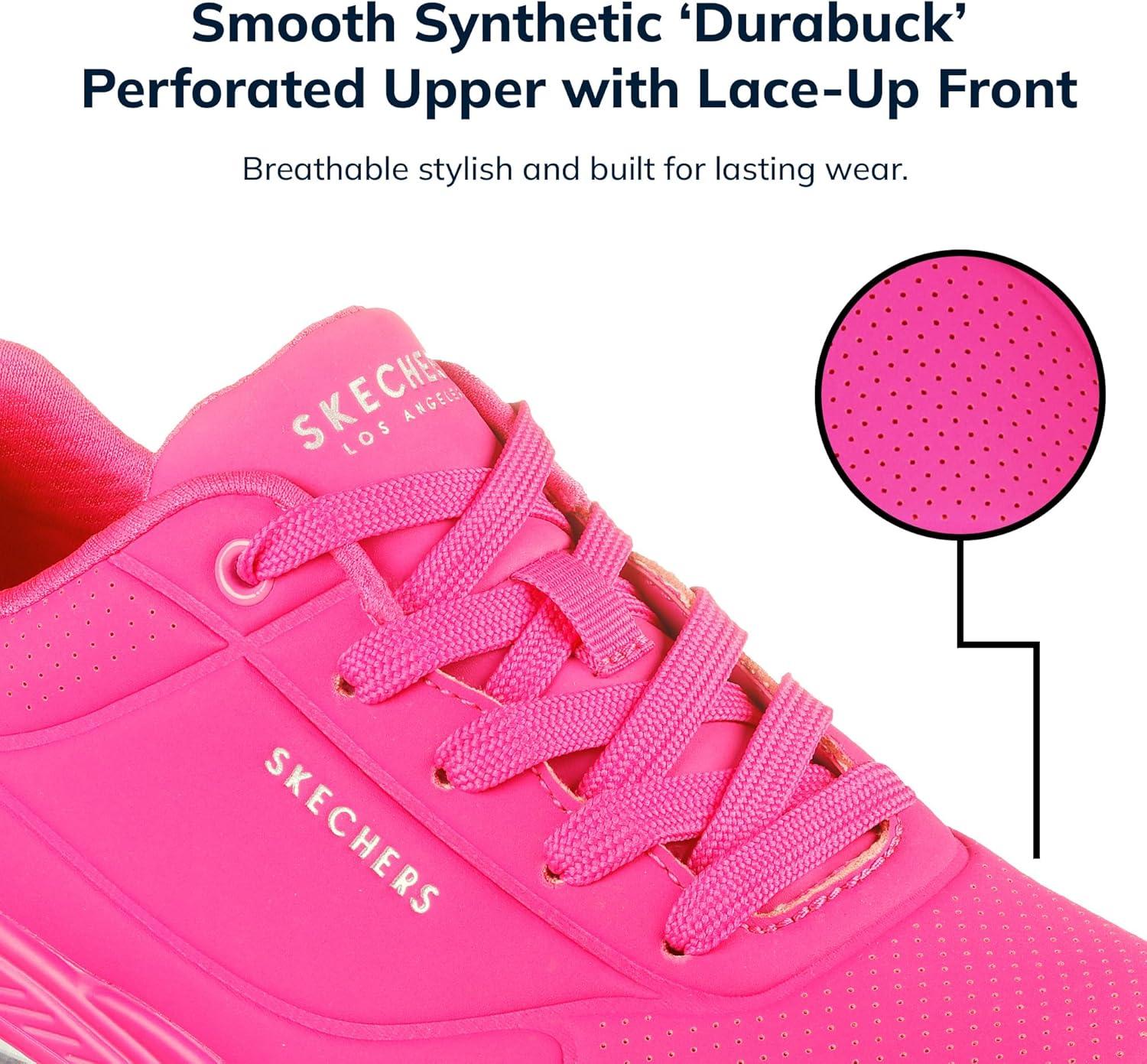 imageSkechers Womens UnoNight Shades Sneaker AirCooled Memory Foam SkechAir Midsole Durabuck UpperHot Pink
