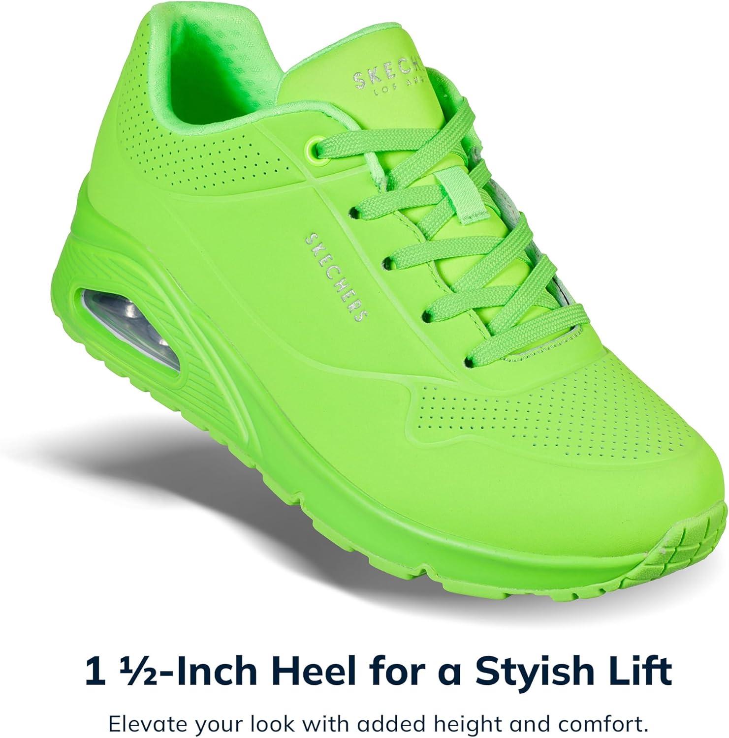 imageSkechers Womens UnoNight Shades Sneaker AirCooled Memory Foam SkechAir Midsole Durabuck UpperLime