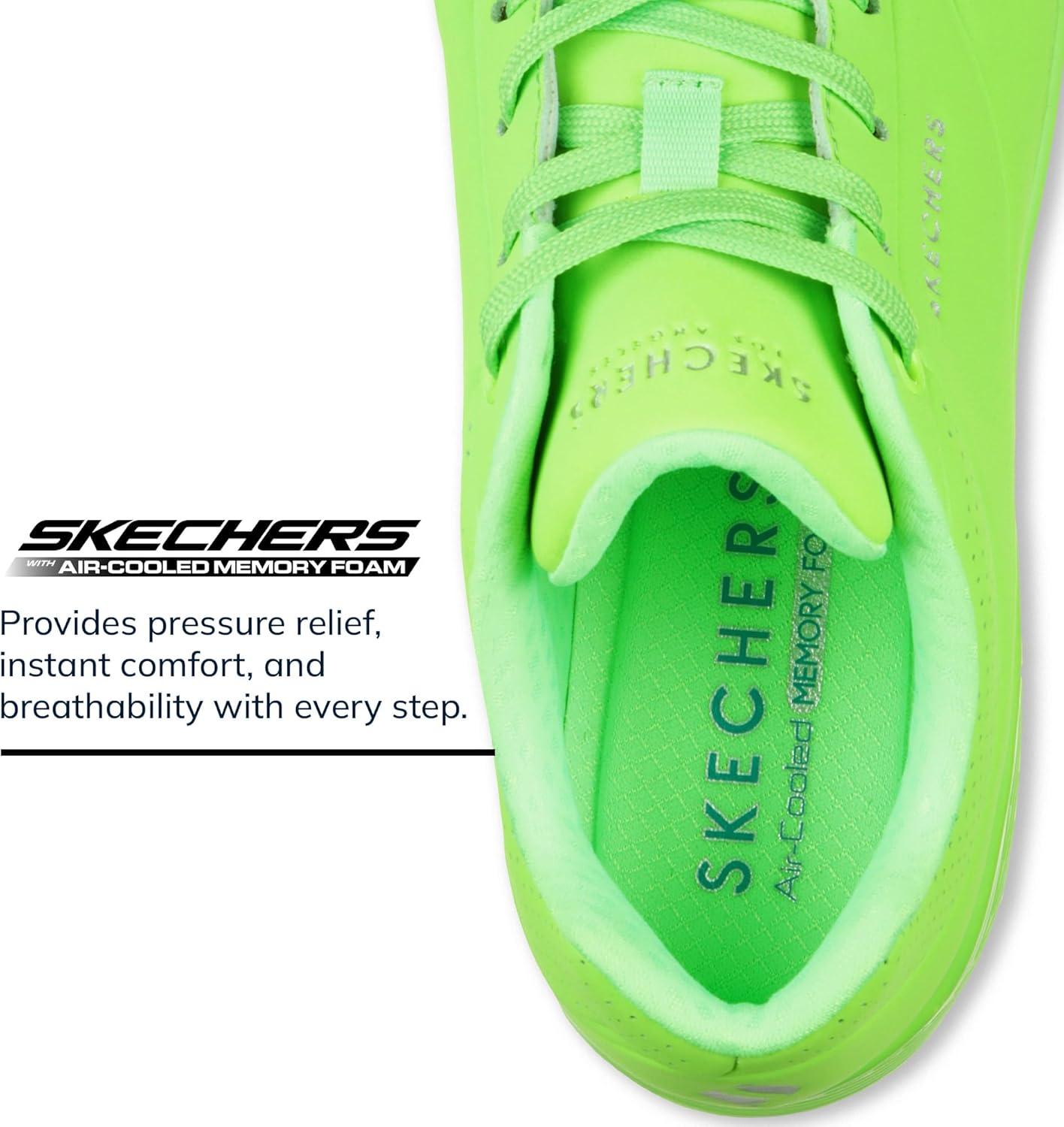 imageSkechers Womens UnoNight Shades Sneaker AirCooled Memory Foam SkechAir Midsole Durabuck UpperLime