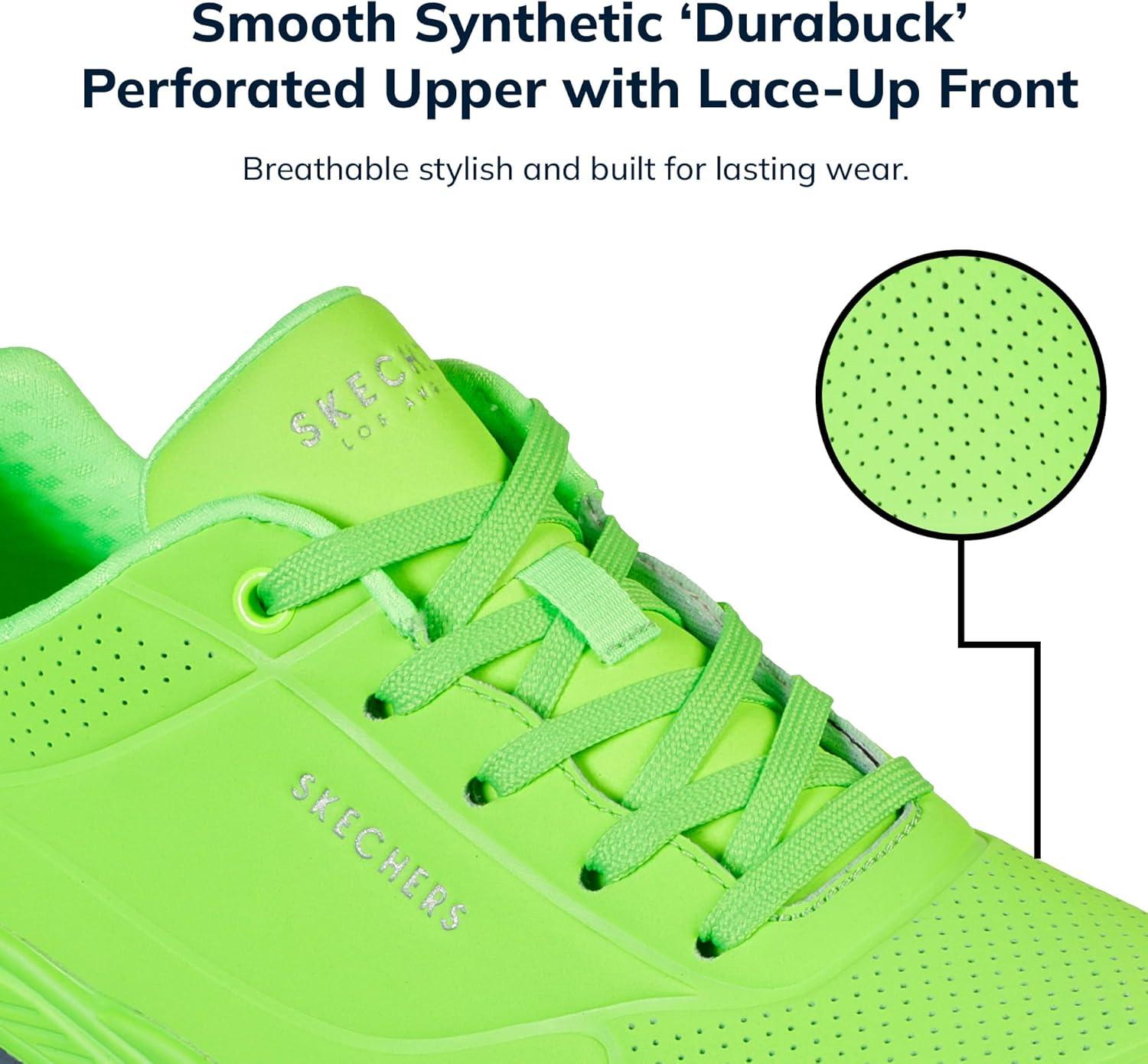 imageSkechers Womens UnoNight Shades Sneaker AirCooled Memory Foam SkechAir Midsole Durabuck UpperLime