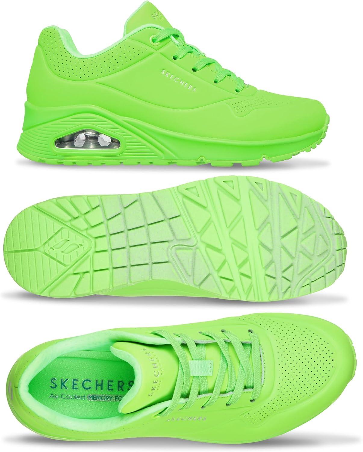 imageSkechers Womens UnoNight Shades Sneaker AirCooled Memory Foam SkechAir Midsole Durabuck UpperLime