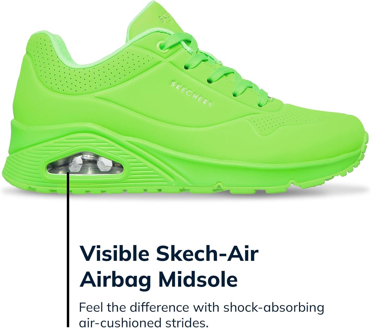 imageSkechers Womens UnoNight Shades Sneaker AirCooled Memory Foam SkechAir Midsole Durabuck UpperLime