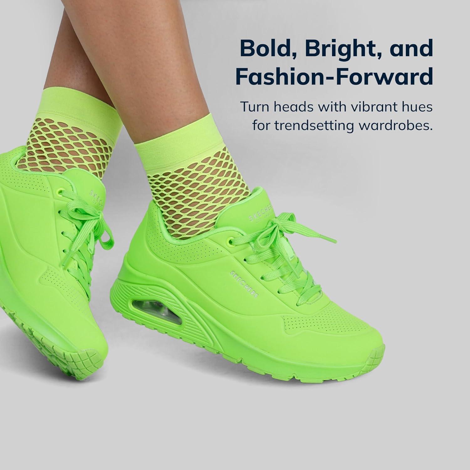 imageSkechers Womens UnoNight Shades Sneaker AirCooled Memory Foam SkechAir Midsole Durabuck UpperLime