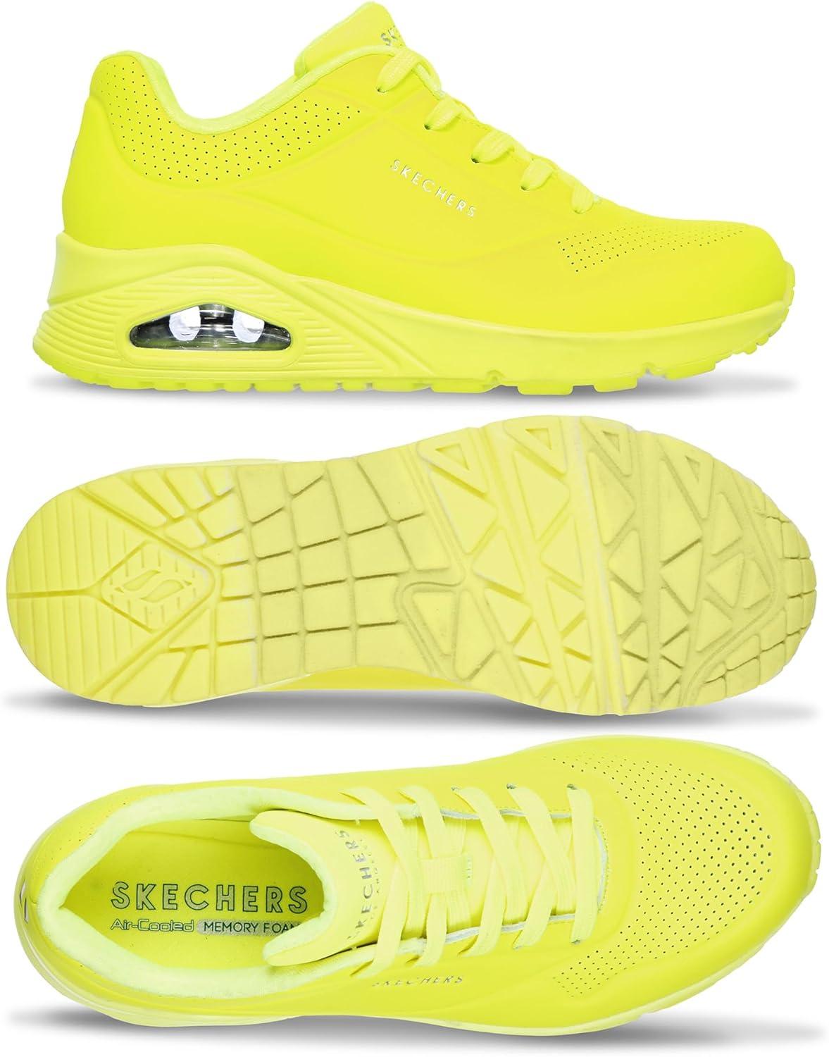 imageSkechers Womens UnoNight Shades Sneaker AirCooled Memory Foam SkechAir Midsole Durabuck UpperNeon Yellow