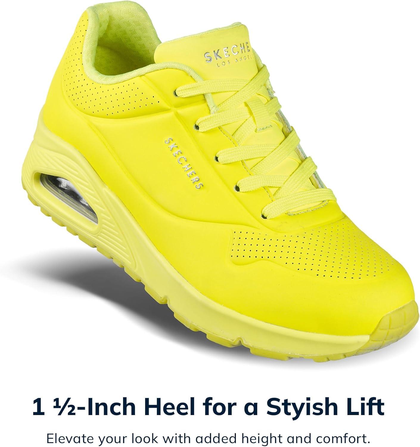 imageSkechers Womens UnoNight Shades Sneaker AirCooled Memory Foam SkechAir Midsole Durabuck UpperNeon Yellow