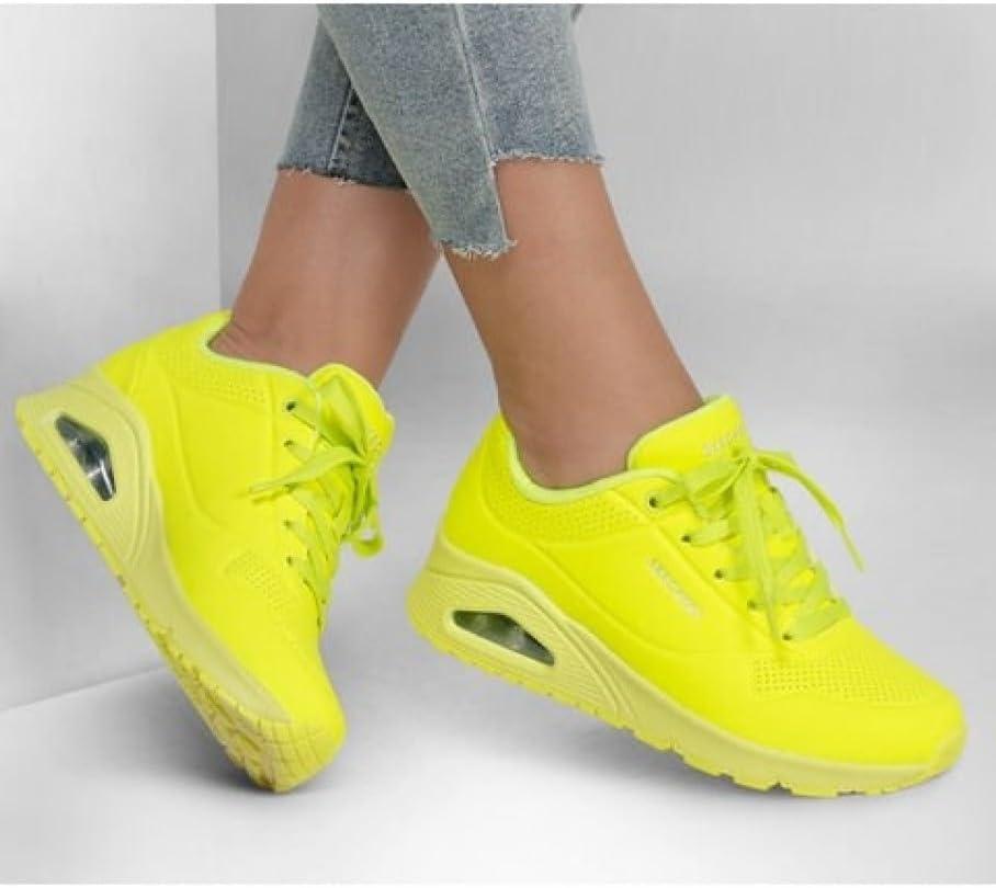 imageSkechers Womens UnoNight Shades Sneaker AirCooled Memory Foam SkechAir Midsole Durabuck UpperNeon Yellow