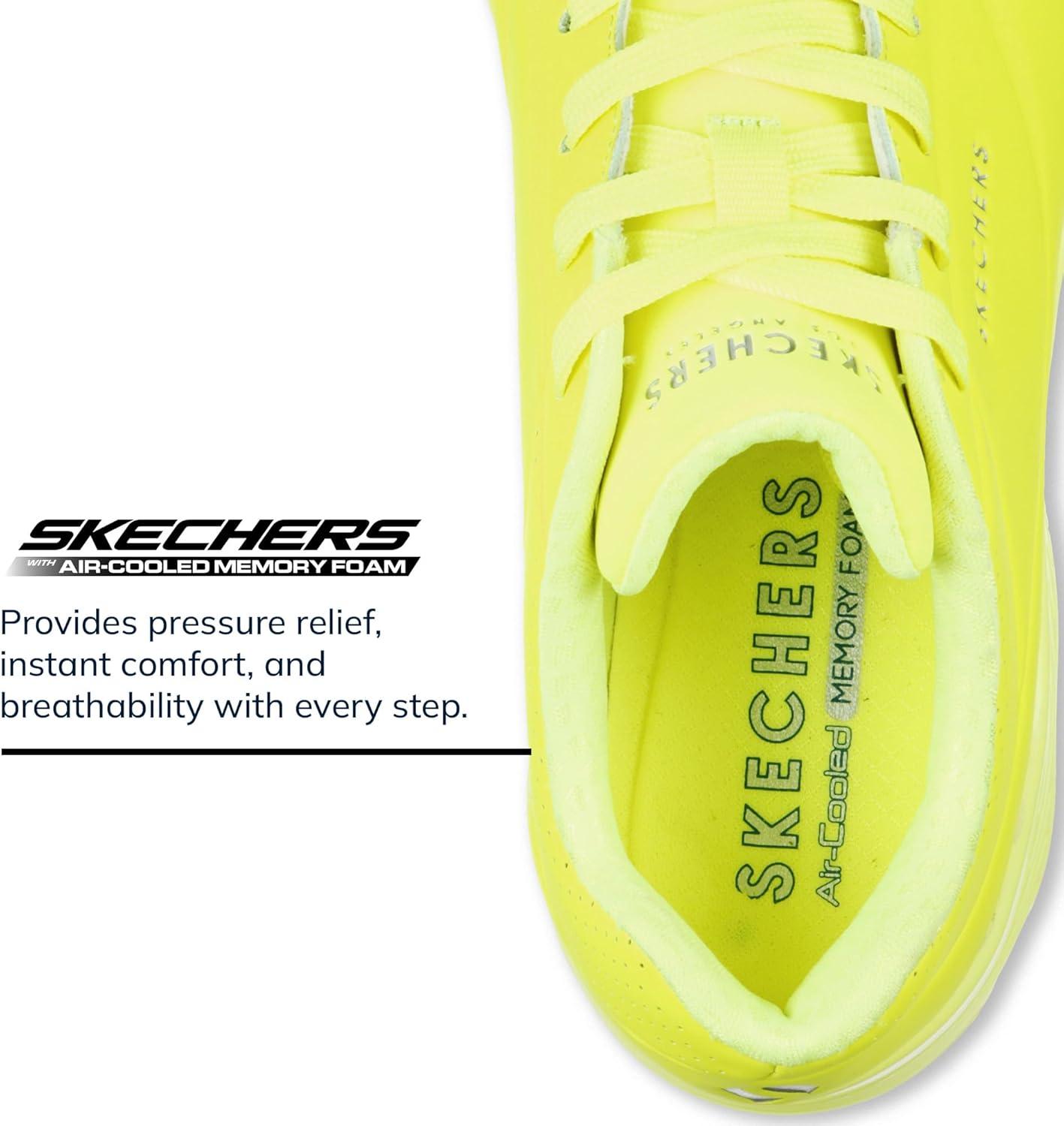 imageSkechers Womens UnoNight Shades Sneaker AirCooled Memory Foam SkechAir Midsole Durabuck UpperNeon Yellow